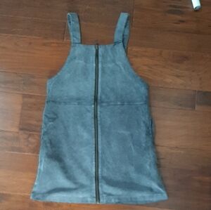 Don’t Ask Why Gray Zip Front Mini Corduroy Jumper Dress One Size Fits Most